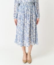 F1HFA07140 MK MICHEL KLEIN(小さいサイズ)(メゾン ドゥ サンク) 【小さいサイズ】花柄シフォンスカート/丈の長さが選べる/洗える アイボリー