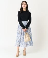 F1HFA07140 MK MICHEL KLEIN(小さいサイズ)(メゾン ドゥ サンク) 【小さいサイズ】花柄シフォンスカート/丈の長さが選べる/洗える アイボリー