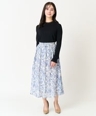 F1HFA07140 MK MICHEL KLEIN(小さいサイズ)(メゾン ドゥ サンク) 【小さいサイズ】花柄シフォンスカート/丈の長さが選べる/洗える アイボリー