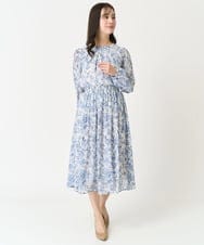 F1HFA07140 MK MICHEL KLEIN(小さいサイズ)(メゾン ドゥ サンク) 【小さいサイズ】花柄シフォンスカート/丈の長さが選べる/洗える アイボリー