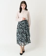 F1HFA07140 MK MICHEL KLEIN(小さいサイズ)(メゾン ドゥ サンク) 【小さいサイズ】花柄シフォンスカート/丈の長さが選べる/洗える アイボリー