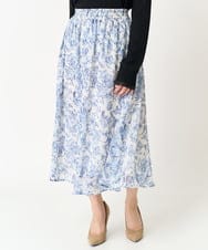 F1HFA07140 MK MICHEL KLEIN(小さいサイズ)(メゾン ドゥ サンク) 【小さいサイズ】花柄シフォンスカート/丈の長さが選べる/洗える アイボリー