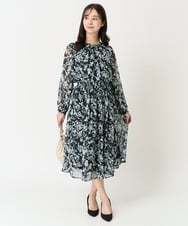 F1HFA07140 MK MICHEL KLEIN(小さいサイズ)(メゾン ドゥ サンク) 【小さいサイズ】花柄シフォンスカート/丈の長さが選べる/洗える アイボリー