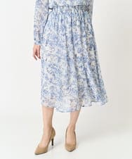 F1HFA07140 MK MICHEL KLEIN(小さいサイズ)(メゾン ドゥ サンク) 【小さいサイズ】花柄シフォンスカート/丈の長さが選べる/洗える アイボリー