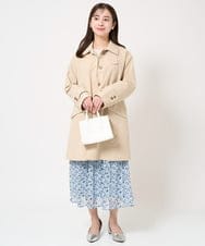 F1HFA09140 MK MICHEL KLEIN(小さいサイズ)(メゾン ドゥ サンク) 【小さいサイズ】花柄シフォンスカート/丈の長さが選べる/洗える ライトブルー