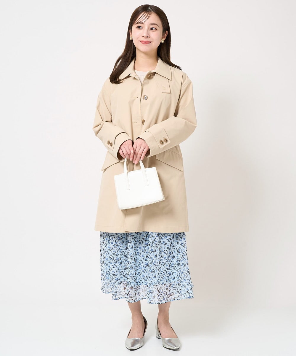 F1HFA09140 MK MICHEL KLEIN(小さいサイズ)(メゾン ドゥ サンク) 【小さいサイズ】花柄シフォンスカート/丈の長さが選べる/洗える ライトブルー