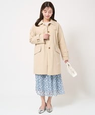 F1HFA09140 MK MICHEL KLEIN(小さいサイズ)(メゾン ドゥ サンク) 【小さいサイズ】花柄シフォンスカート/丈の長さが選べる/洗える ライトブルー