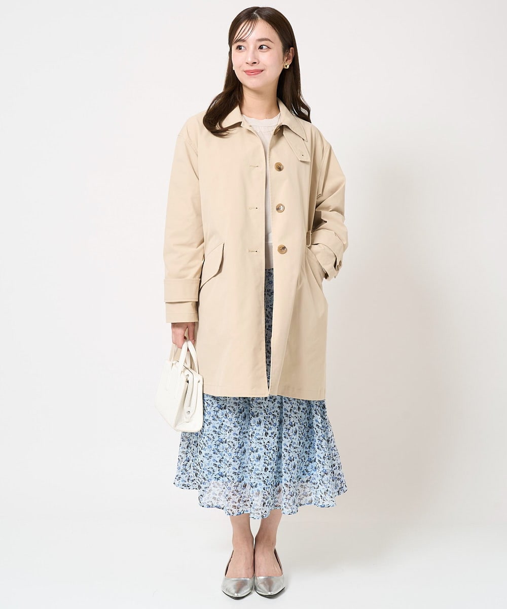 F1HFA09140 MK MICHEL KLEIN(小さいサイズ)(メゾン ドゥ サンク) 【小さいサイズ】花柄シフォンスカート/丈の長さが選べる/洗える ライトブルー