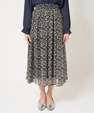 F1HFA09140 MK MICHEL KLEIN(小さいサイズ)(メゾン ドゥ サンク) 【小さいサイズ】花柄シフォンスカート/丈の長さが選べる/洗える ライトブルー