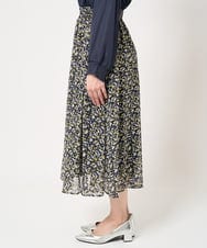 F1HFA09140 MK MICHEL KLEIN(小さいサイズ)(メゾン ドゥ サンク) 【小さいサイズ】花柄シフォンスカート/丈の長さが選べる/洗える ライトブルー