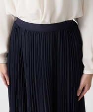 F1HFD12150 MK MICHEL KLEIN(小さいサイズ)(メゾン ドゥ サンク) リバーシブルシフォンプリーツスカート/洗える ネイビー