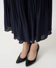 F1HFD12150 MK MICHEL KLEIN(小さいサイズ)(メゾン ドゥ サンク) リバーシブルシフォンプリーツスカート/洗える ネイビー