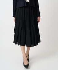 F1HFD12150 MK MICHEL KLEIN(小さいサイズ)(メゾン ドゥ サンク) リバーシブルシフォンプリーツスカート/洗える ネイビー