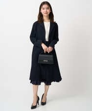 F1HFD12150 MK MICHEL KLEIN(小さいサイズ)(メゾン ドゥ サンク) リバーシブルシフォンプリーツスカート/洗える ネイビー