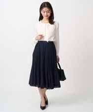 F1HFD12150 MK MICHEL KLEIN(小さいサイズ)(メゾン ドゥ サンク) リバーシブルシフォンプリーツスカート/洗える ネイビー