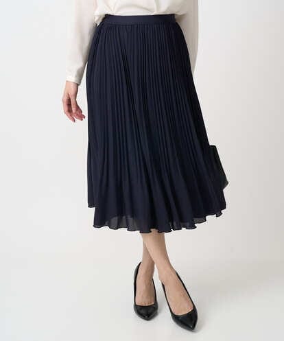 F1HFD12150 MK MICHEL KLEIN(小さいサイズ) リバーシブルシフォンプリーツスカート/洗える