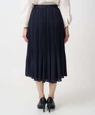 F1HFD12150 MK MICHEL KLEIN(小さいサイズ)(メゾン ドゥ サンク) リバーシブルシフォンプリーツスカート/洗える ネイビー