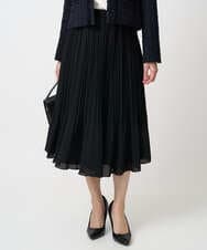 F1HFD12150 MK MICHEL KLEIN(小さいサイズ)(メゾン ドゥ サンク) リバーシブルシフォンプリーツスカート/洗える ブラック