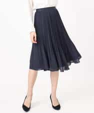 F1HFD12150 MK MICHEL KLEIN(小さいサイズ)(メゾン ドゥ サンク) リバーシブルシフォンプリーツスカート/洗える ネイビー