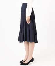 F1HFD12150 MK MICHEL KLEIN(小さいサイズ)(メゾン ドゥ サンク) リバーシブルシフォンプリーツスカート/洗える ネイビー