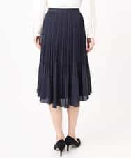F1HFD12150 MK MICHEL KLEIN(小さいサイズ)(メゾン ドゥ サンク) リバーシブルシフォンプリーツスカート/洗える ネイビー