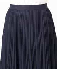 F1HFD12150 MK MICHEL KLEIN(小さいサイズ)(メゾン ドゥ サンク) リバーシブルシフォンプリーツスカート/洗える ネイビー