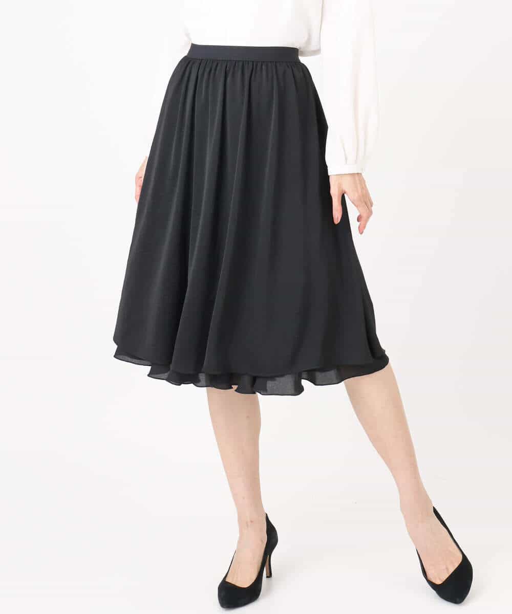 F1HFD12150 MK MICHEL KLEIN(小さいサイズ)(メゾン ドゥ サンク) リバーシブルシフォンプリーツスカート/洗える ネイビー