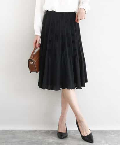 F1HFD12150 MK MICHEL KLEIN(小さいサイズ) リバーシブルシフォンプリーツスカート/洗える