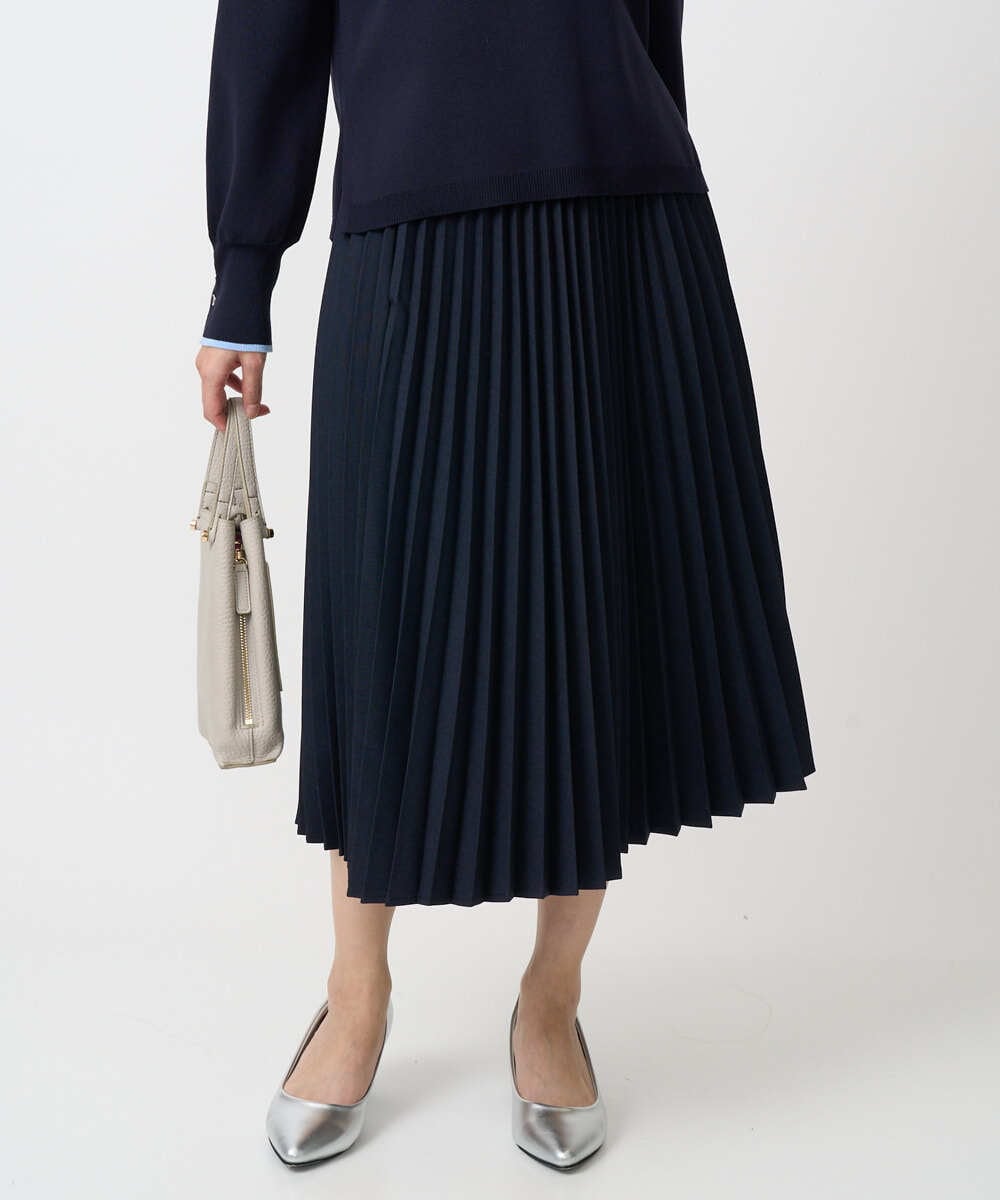 F1HFD15180 MK MICHEL KLEIN(小さいサイズ)(メゾン ドゥ サンク) 【小さいサイズ】プリーツデザインスカート/洗える ネイビー