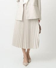 F1HFD15180 MK MICHEL KLEIN(小さいサイズ)(メゾン ドゥ サンク) 【小さいサイズ】プリーツデザインスカート/洗える ベージュ