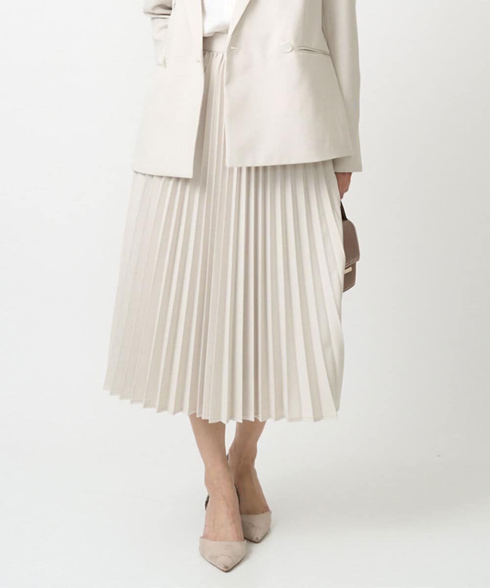 F1HFD15180 MK MICHEL KLEIN(小さいサイズ)(メゾン ドゥ サンク) 【小さいサイズ】プリーツデザインスカート/洗える ベージュ