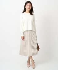 F1HFD15180 MK MICHEL KLEIN(小さいサイズ)(メゾン ドゥ サンク) 【小さいサイズ】プリーツデザインスカート/洗える ベージュ