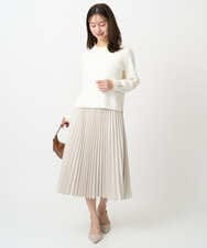 F1HFD15180 MK MICHEL KLEIN(小さいサイズ)(メゾン ドゥ サンク) 【小さいサイズ】プリーツデザインスカート/洗える ベージュ