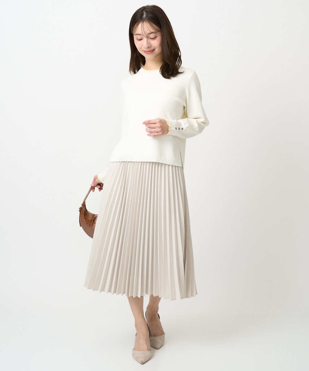 F1HFD15180 MK MICHEL KLEIN(小さいサイズ)(メゾン ドゥ サンク) 【小さいサイズ】プリーツデザインスカート/洗える ベージュ