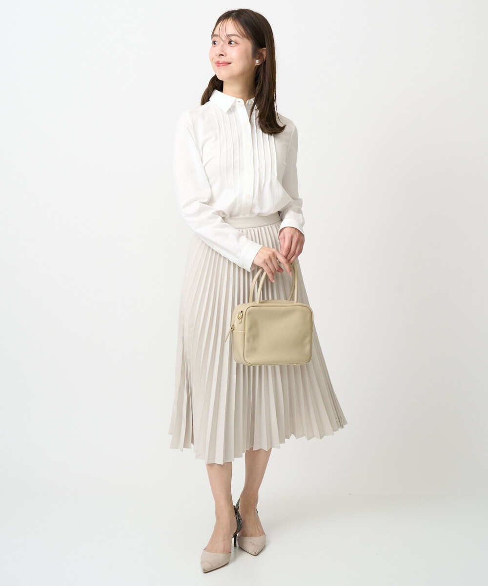 F1HFD15180 MK MICHEL KLEIN(小さいサイズ)(メゾン ドゥ サンク) 【小さいサイズ】プリーツデザインスカート/洗える ベージュ