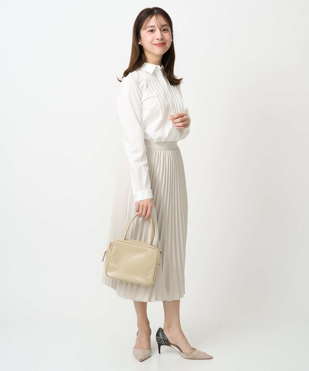 F1HFD15180 MK MICHEL KLEIN(小さいサイズ)(メゾン ドゥ サンク) 【小さいサイズ】プリーツデザインスカート/洗える ベージュ