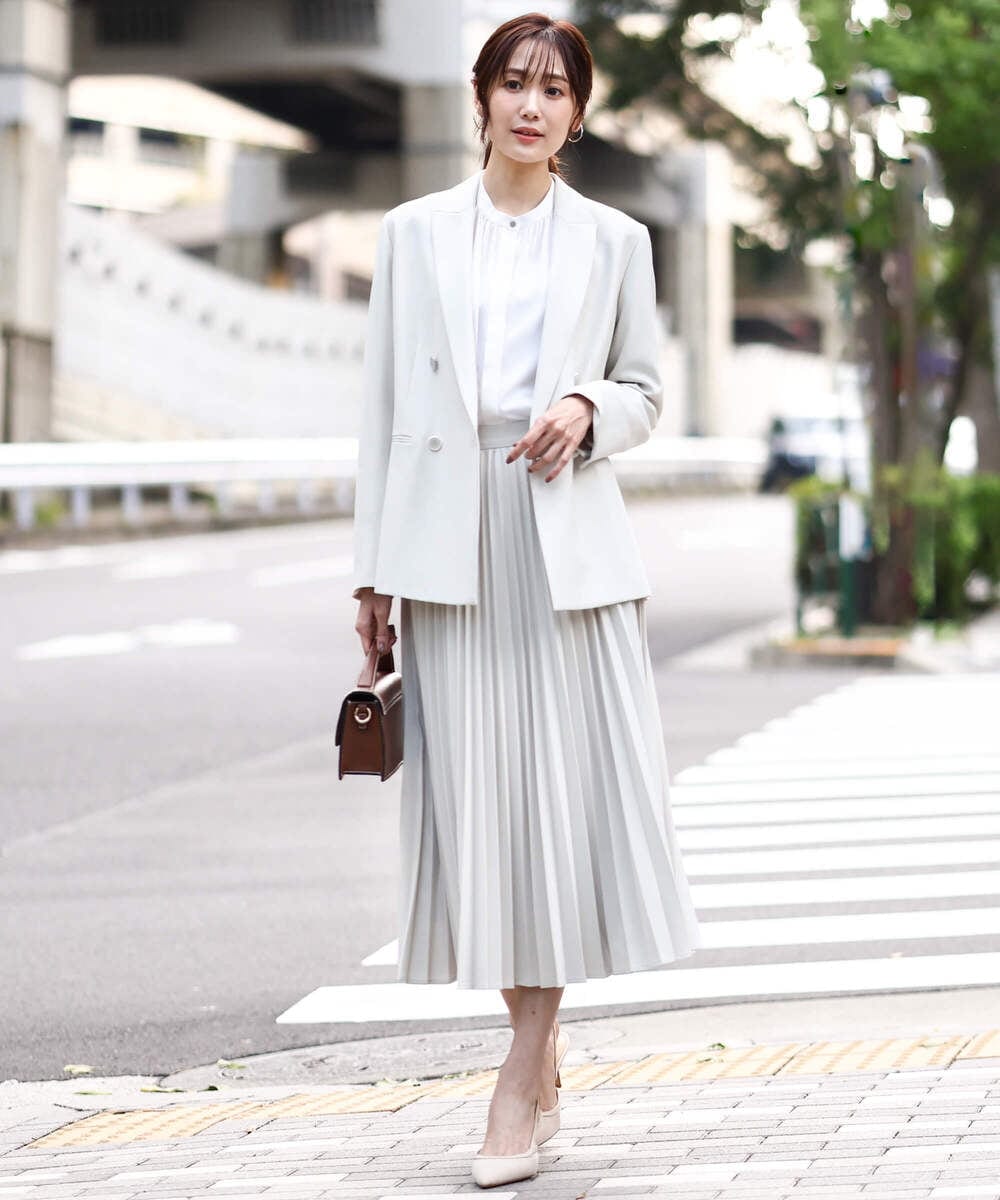 F1HFD15180 MK MICHEL KLEIN(小さいサイズ)(メゾン ドゥ サンク) 【小さいサイズ】プリーツデザインスカート/洗える ベージュ