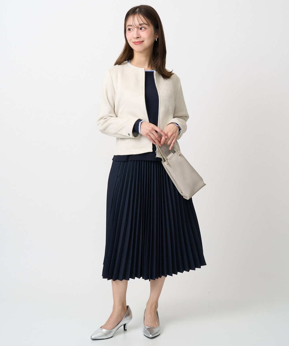 F1HFD15180 MK MICHEL KLEIN(小さいサイズ)(メゾン ドゥ サンク) 【小さいサイズ】プリーツデザインスカート/洗える ベージュ