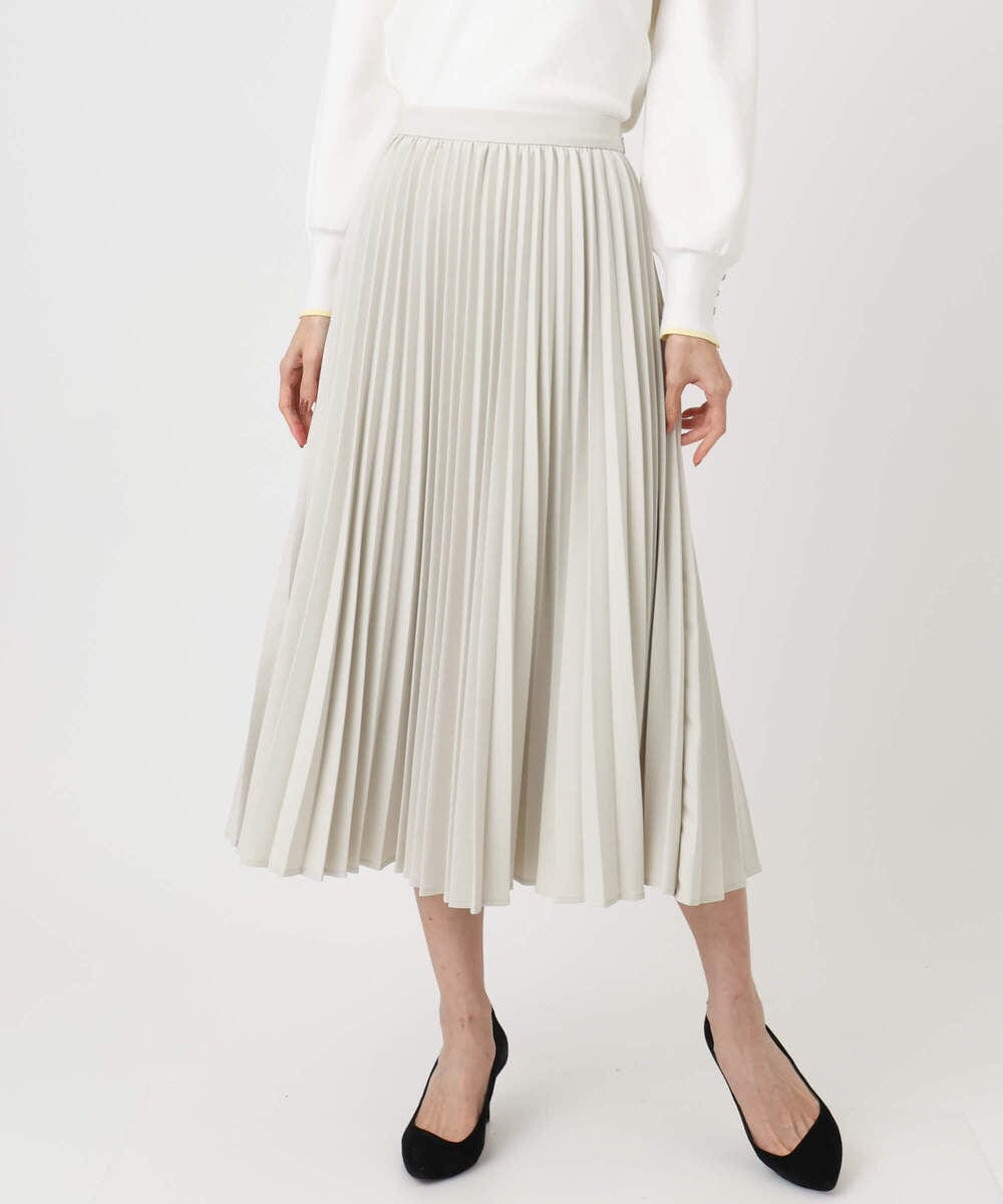 F1HFD15180 MK MICHEL KLEIN(小さいサイズ)(メゾン ドゥ サンク) 【小さいサイズ】プリーツデザインスカート/洗える ベージュ