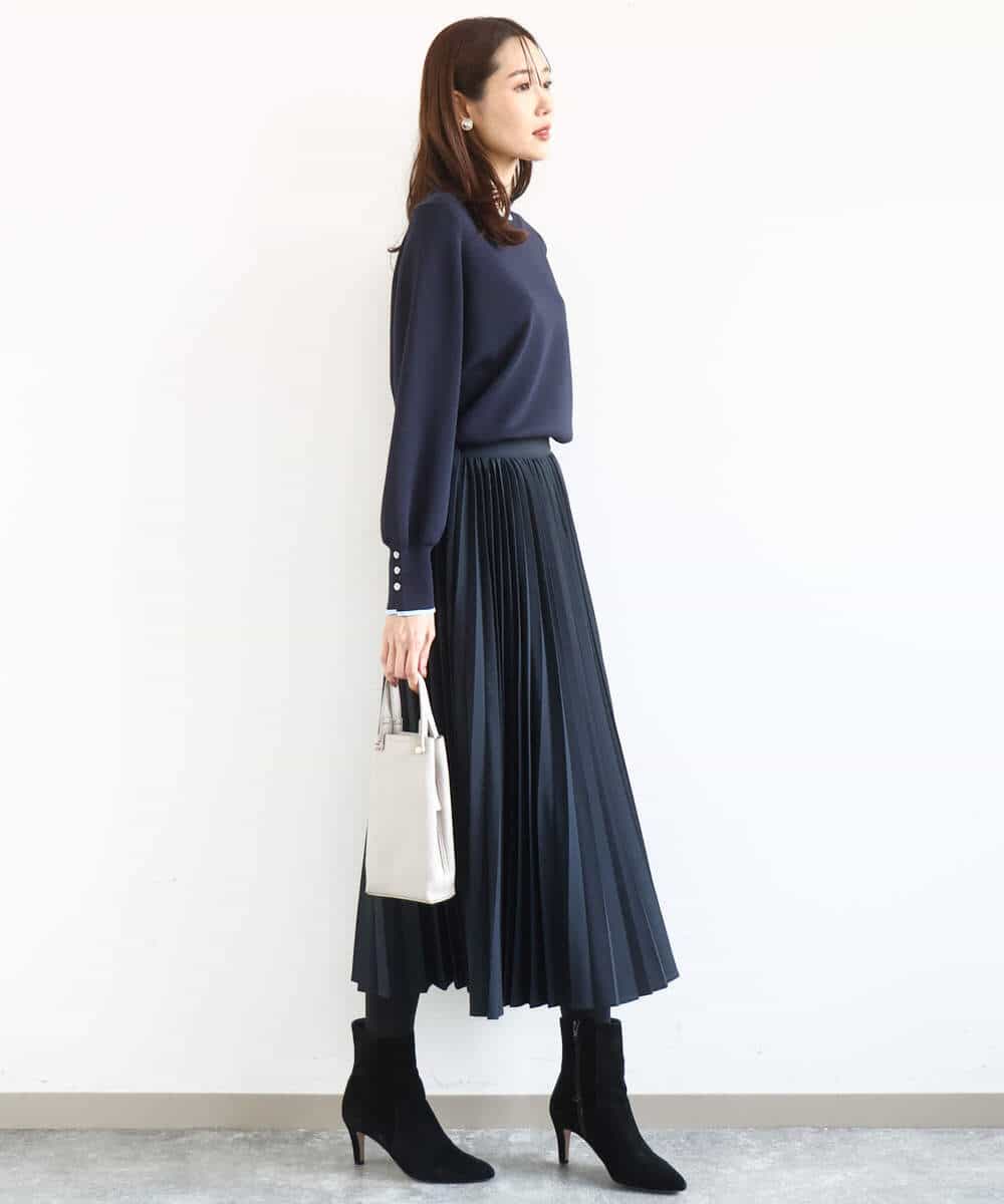 F1HFD15180 MK MICHEL KLEIN(小さいサイズ)(メゾン ドゥ サンク) 【小さいサイズ】プリーツデザインスカート/洗える ベージュ