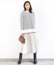 F1HFD15180 MK MICHEL KLEIN(小さいサイズ)(メゾン ドゥ サンク) 【小さいサイズ】プリーツデザインスカート/洗える ベージュ