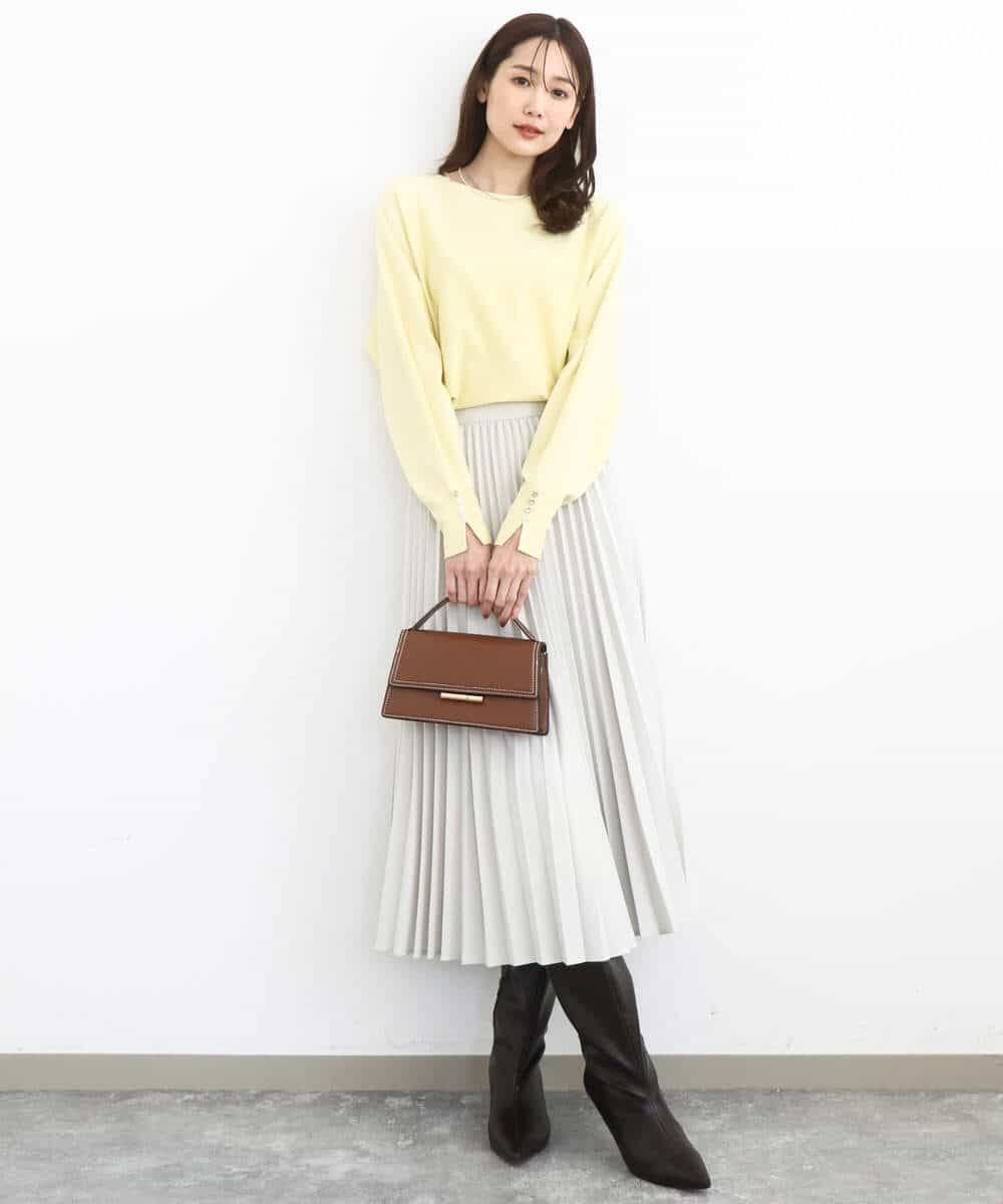 F1HFD15180 MK MICHEL KLEIN(小さいサイズ)(メゾン ドゥ サンク) 【小さいサイズ】プリーツデザインスカート/洗える ベージュ