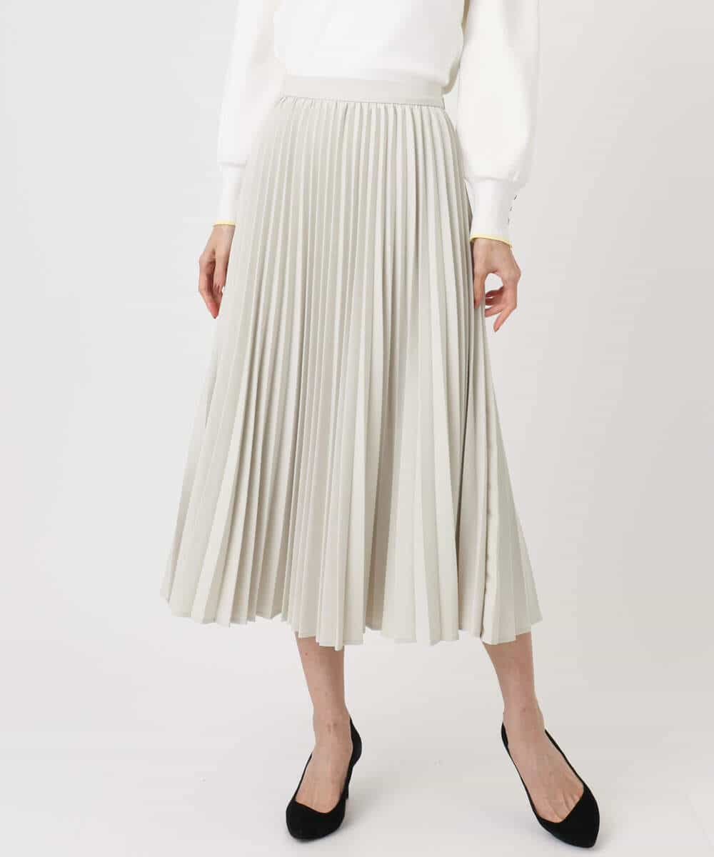 F1HFD15180 MK MICHEL KLEIN(小さいサイズ)(メゾン ドゥ サンク) 【小さいサイズ】プリーツデザインスカート/洗える ベージュ