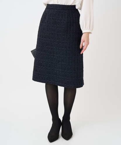 F1HFD65170 MK MICHEL KLEIN(小さいサイズ) 【小さいサイズ】ファンシーツイードスカート/セットアップ対応/洗える