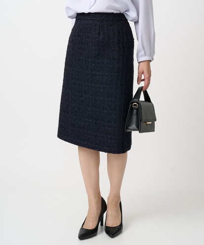 F1HFD65170 MK MICHEL KLEIN(小さいサイズ) 【小さいサイズ】ファンシーツイードスカート/セットアップ対応/洗える