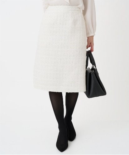 F1HFD65170 MK MICHEL KLEIN(小さいサイズ) 【小さいサイズ】ファンシーツイードスカート/セットアップ対応/洗える