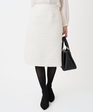 F1HFD65170 MK MICHEL KLEIN(小さいサイズ)(メゾン ドゥ サンク) 【小さいサイズ】ファンシーツイードスカート/セットアップ対応/洗える アイボリー