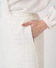 F1HFD65170 MK MICHEL KLEIN(小さいサイズ)(メゾン ドゥ サンク) 【小さいサイズ】ファンシーツイードスカート/セットアップ対応/洗える アイボリー