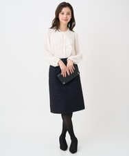 F1HFD65170 MK MICHEL KLEIN(小さいサイズ)(メゾン ドゥ サンク) 【小さいサイズ】ファンシーツイードスカート/セットアップ対応/洗える アイボリー