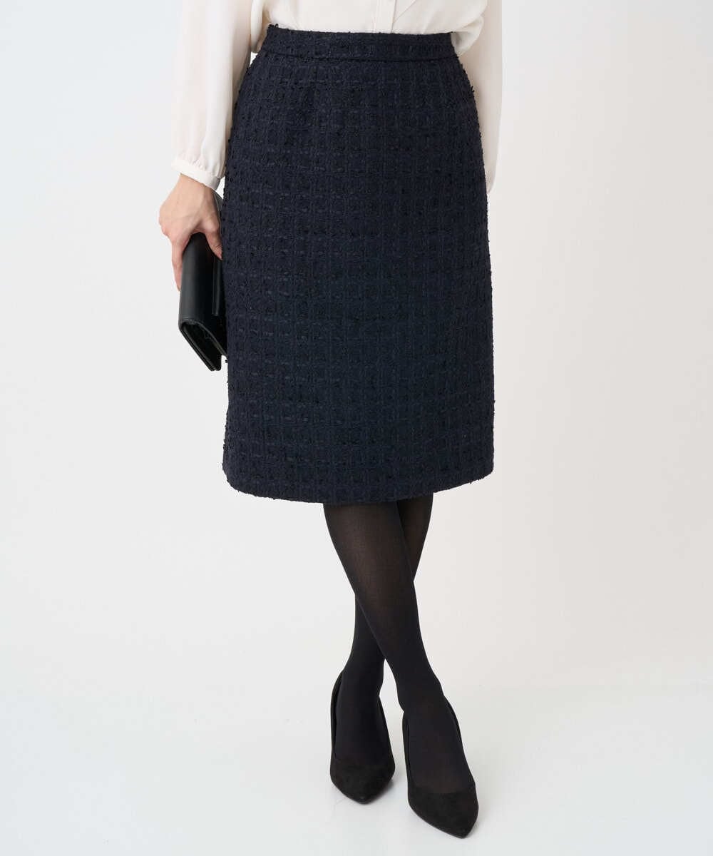 F1HFD65170 MK MICHEL KLEIN(小さいサイズ)(メゾン ドゥ サンク) 【小さいサイズ】ファンシーツイードスカート/セットアップ対応/洗える アイボリー